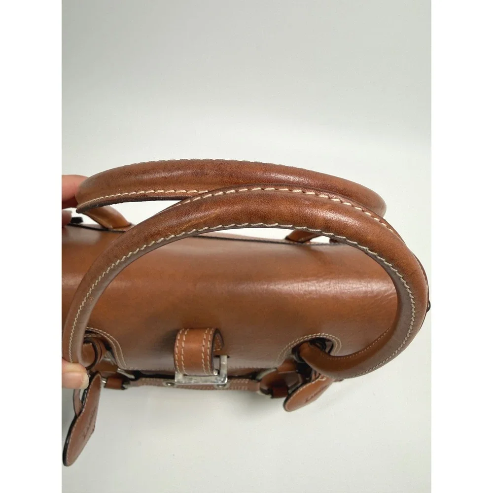 Luella Bartley Gisele Tan Leather Satchel Heart Charms Handle Bag Y2K Vtg Purse